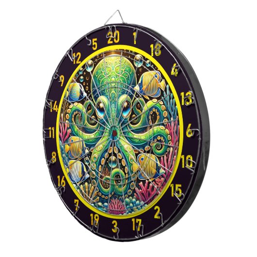 Amber Glow Octopus Dartboard Dartbord (Voorkant Rechts)