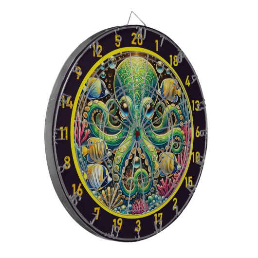 Amber Glow Octopus Dartboard Dartbord (Voorkant Links)