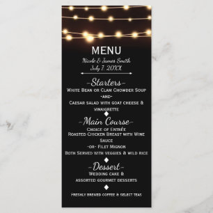 Amber Glow Slingerlichten Elegant Trouwmenu Menu