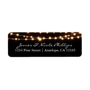 Amber Glow Slingerlichten Elegante Adreslabels Etiket