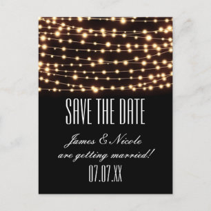 Amber Glow Slingerlichten Save Date Ansichtkaart Aankondigingskaart