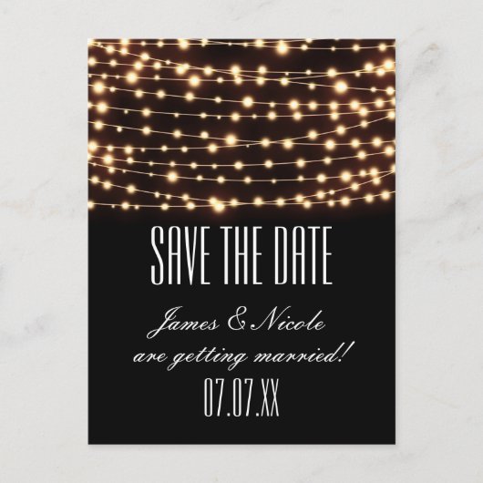 Amber Glow String Lights Opslaan Datum Briefkaart (Voorkant)