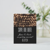 Amber Glow String Lights Opslaan Datum Briefkaart (Staand voorkant)