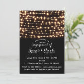 Amber Glow String Lights Rustieke Engagement Party Kaart (Staand voorkant)