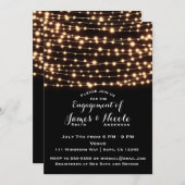 Amber Glow String Lights Rustieke Engagement Party Kaart (Voorkant / Achterkant)