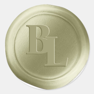 Amber Gold Dubbel Monogram Faux Wax Seal Stickers