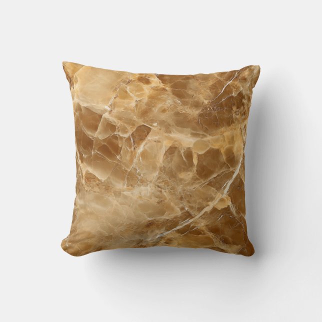 Amber Gold Marble Throw Pillow Kussen (Voorkant)
