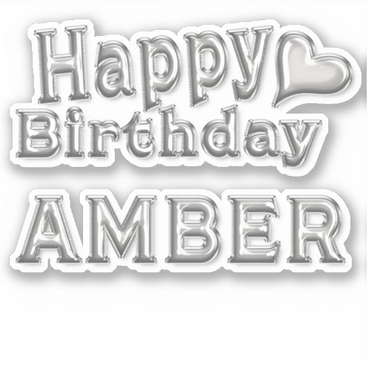 Amber Happy Birthday silver Aufkleber Sticker (Voorkant)