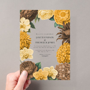 Amber Honey, Desert Clay & Marigold Bloom Bruiloft Acryl Uitnodigingen