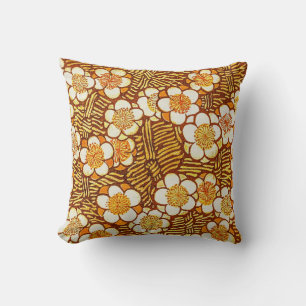 Amber Jaune Fleur d'or Vintage Style Coussin