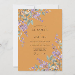 Amber Levendige Wisteria Bruiloft Kaart