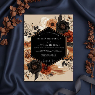 Amber Moody Florale Romantische Bruiloft Kaart