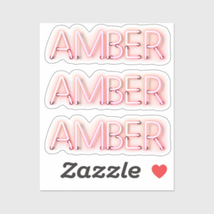 Amber naam in gloeiende neonverlichting x3 sticker