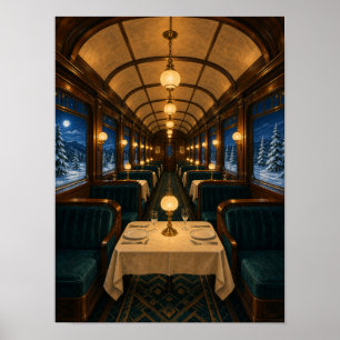 Amber Nacht Trein Eetrijtuig 12x16 Poster