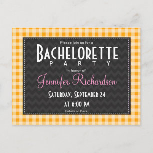 Amber Orange En vichy bachelorette invitation