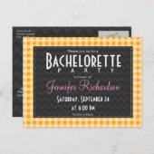 Amber Orange En vichy bachelorette invitation (Devant / Derrière)