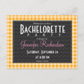 Amber Orange En vichy bachelorette invitation (Devant)