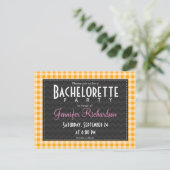 Amber Orange En vichy bachelorette invitation (Debout devant)