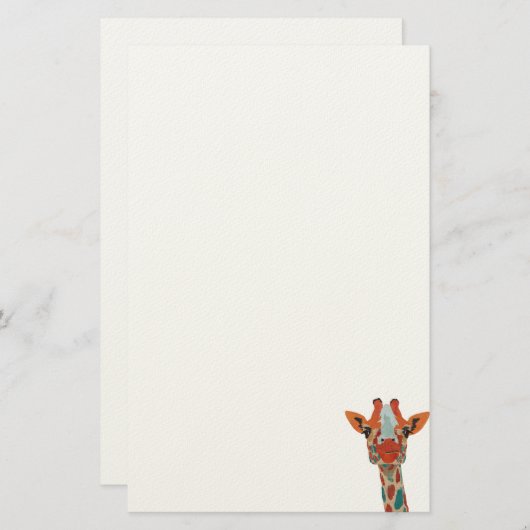 Amber Peking Giraffe Stationery Briefpapier (Voorkant / Achterkant)