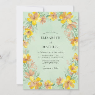 Amber Petal Mint Bruiloft Kaart