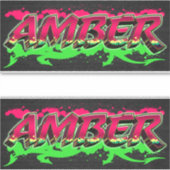 Amber prénom nom graffiti autocollant sticker (Devant)