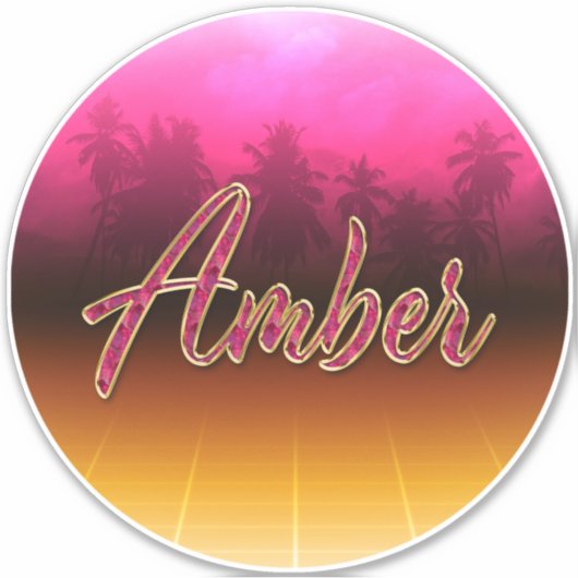 Amber prénom nom rose doré autocollant Sticker (Devant)