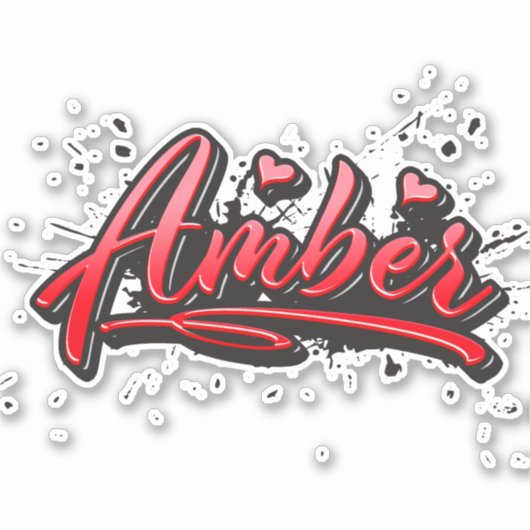 Amber red Heart Graffiti Aufkleber Sticker (Voorkant)