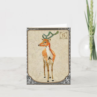 Amber Stag Vintage Monogram Carte pour notes