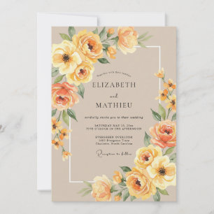 Amber Warme Botanische Bruiloft Kaart