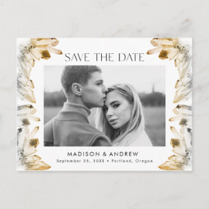 Amber Waterverf Kristal Foto Save the Date Aankondigingskaart