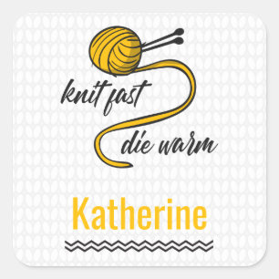 Amber Yellow Knit Fast, Die Warm Vierkante Sticker