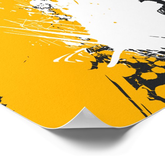 Amberkleurige en witte Abstracte verfsplash Poster (Hoek)