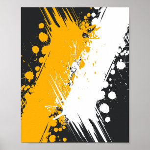 Amberkleurige en witte Abstracte verfsplash Poster