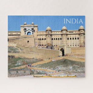 amberkleurige fort jaipur india puzzel