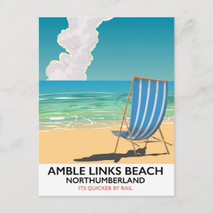 Amble Links Beach Northumberland Reisposter Briefkaart
