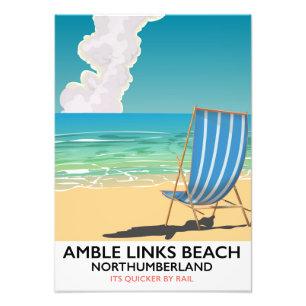 Amble Links Beach Northumberland Reisposter Foto Afdruk