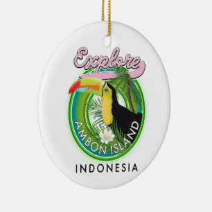 Ambon eiland Indonesië reislogo Keramisch Ornament