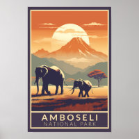 Amboseli National Park Kenia Reis Kunst Vintage