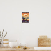 Amboseli National Park Kenia Travel Art Vintage Poster (Keuken)