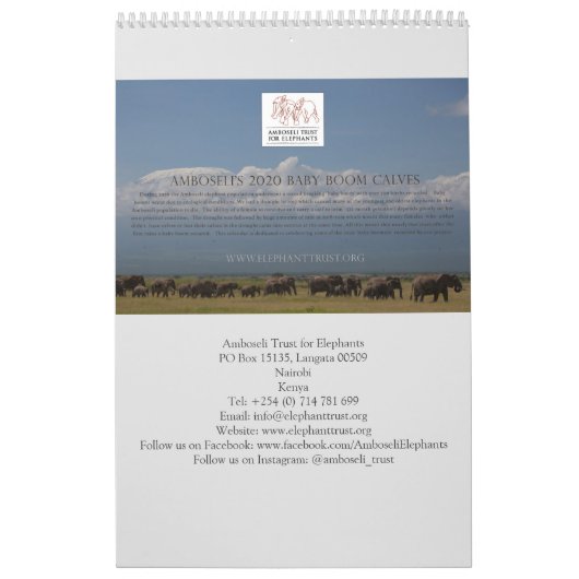 Amboseli Trust for Elephants baby boom kalender (Hoes)