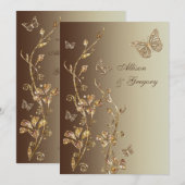 Ambre, faire-part de mariage floral de papillons (Devant / Derrière)