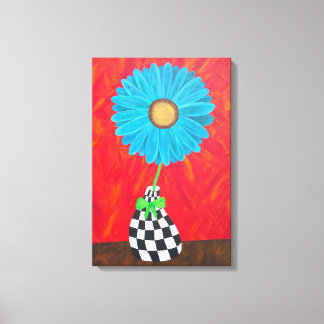 Ambrosino Art Blauwe Bloem Vaas Muur Canvas Afdruk