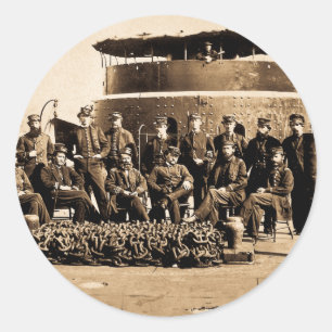 Ambtenaren op het deck van de Ironclad Monitor Bur Ronde Sticker