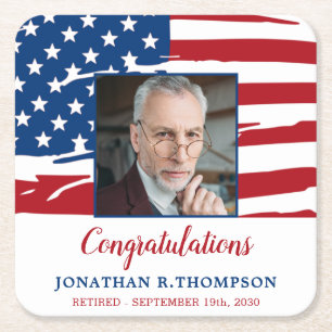 Ambtshalve Amerikaanse vlag Patriottisch Vierkante Kartonnen Onderzetter