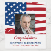 Ambtshalve Amerikaanse vlag Patriottisch Wijn Etiket (Enkel label)