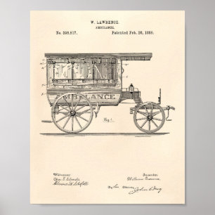 Ambulance 1889 Patent Art Old Peper Poster