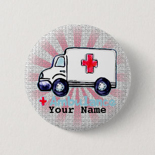 Ambulance aangepaste naam pin ronde button 5,7 cm