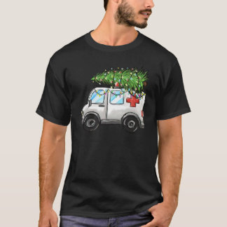 Ambulance Auto Kerstboom Lichten EMT EMS T-shirt