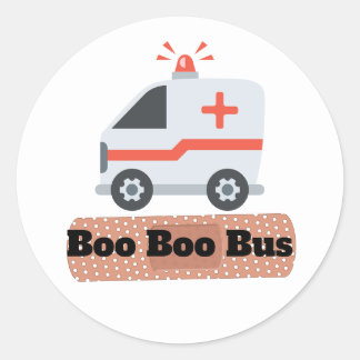 Ambulance Boo Boo Bus, EMS Humor Ronde Sticker
