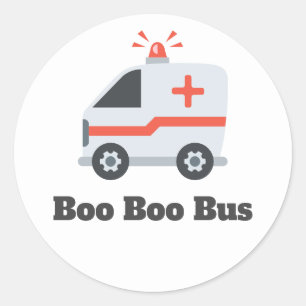 Ambulance Boo Boo Bus, EMS Humor Ronde Sticker